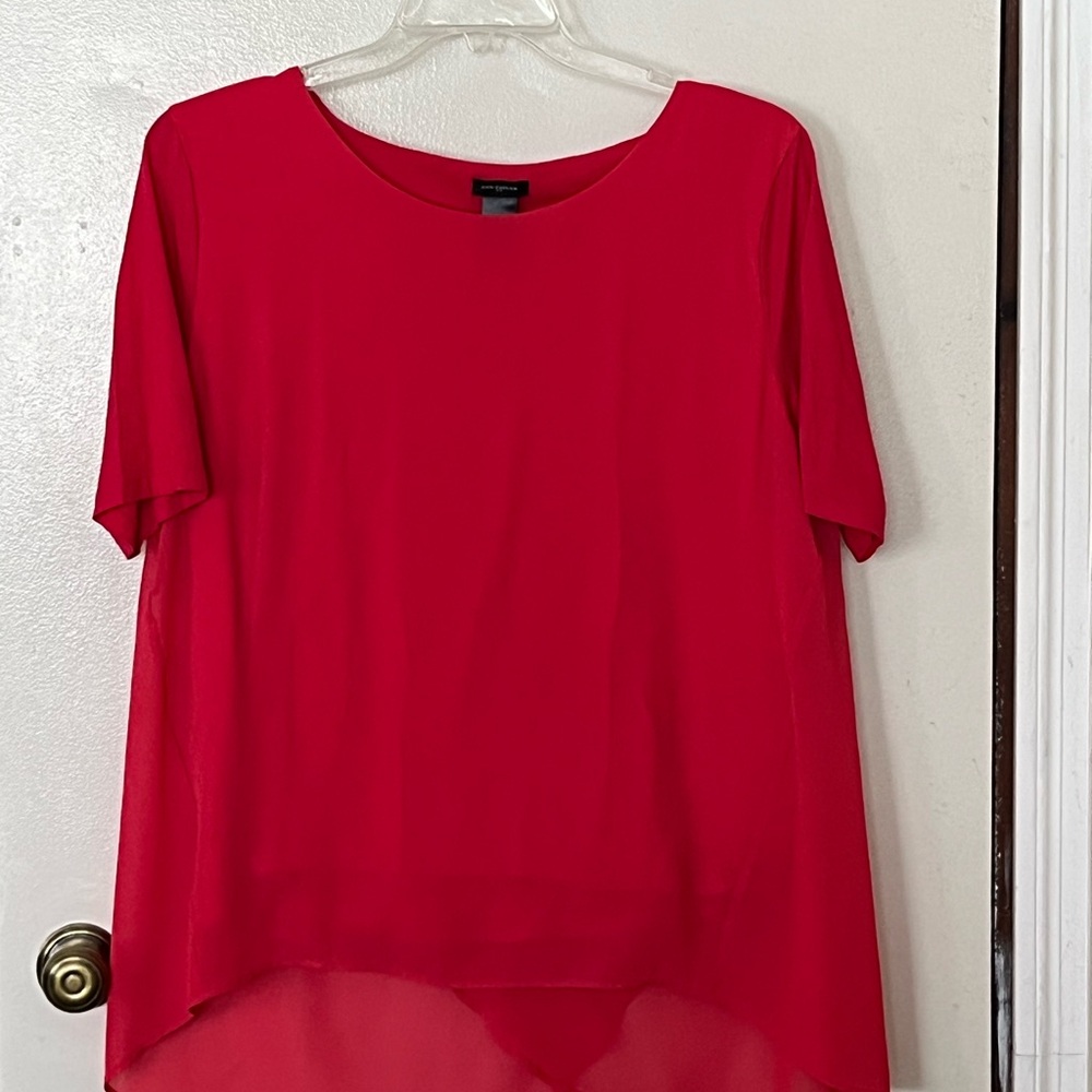Ann Taylor Vibrant Asymmetrical Red Blouse